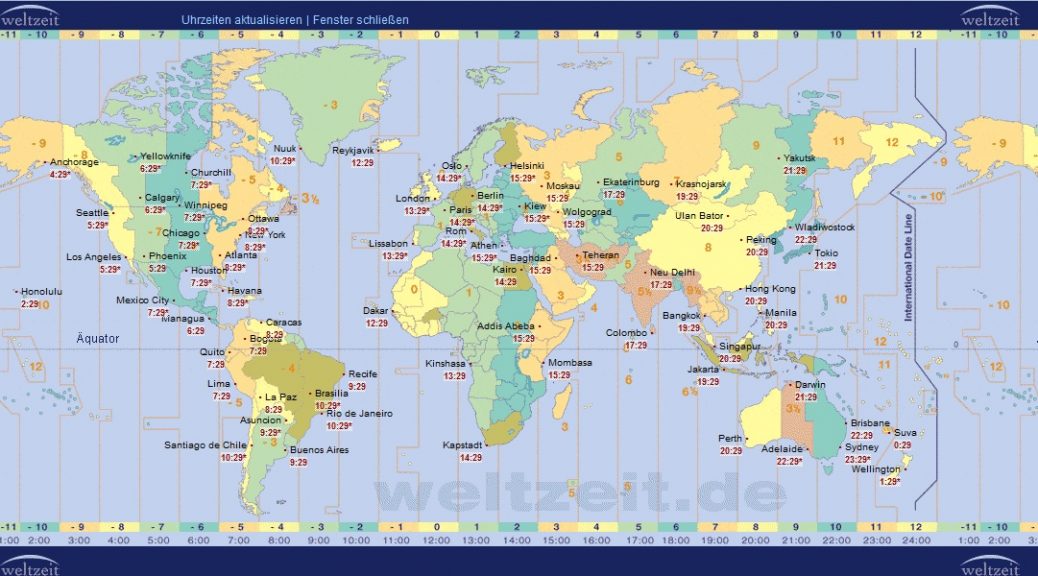 Zeitzonen | Reisebüro Ost